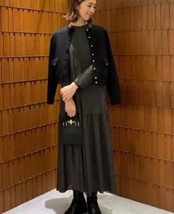 BALLSEY 미니 도트 프린트 플레어 개더 원피스