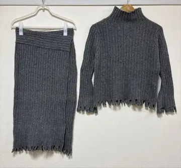 레이빔즈 니트 셋업 스커트 울 혼방