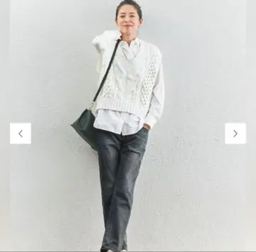 23구 케이블 니트 베스트 울 50% 가을/겨울 M 아이보리 베스트 지레