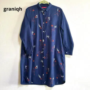 고양이 자수 셔츠 원피스 그라니프 graniph