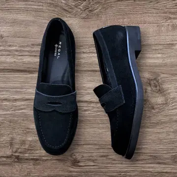 거의 미사용 GORE-TEX REGAL 코인 로퍼 블랙 스웨이드