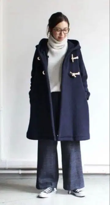 새상품급 미즈이로 인드 mizuiroind 더플 코트 네이비