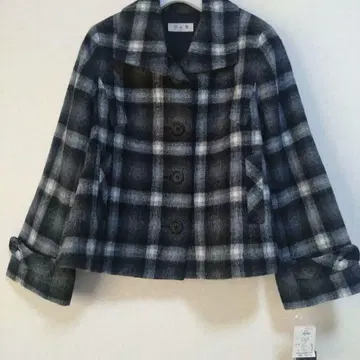 미사용 사유리 체크 무늬 숏코트