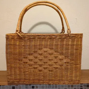 등나무 브라운 뜨개질 바스켓백