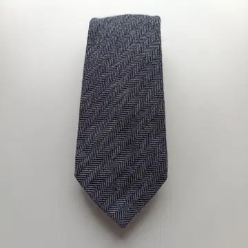 아쿠아 스큐텀 넥타이 그레이&네이비 직조 무늬 모 100%