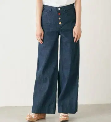 비어즐리 하나하나 다른 버튼 버튼 데님 배기 사이즈 0