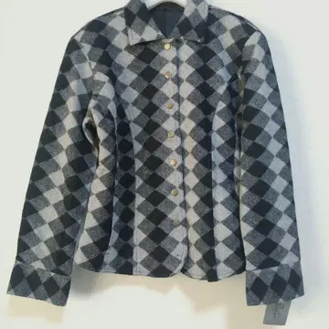 미사용 다이아 무늬 숏코트