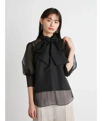 Lily Brown 오간자 2WAY 블라우스 블랙