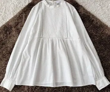 선착순 유나이티드 애로우즈 핀턱 페플럼 사다리 레이스 블라우스