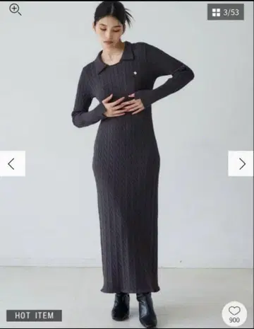 [ POLO BCS 콜라보 ] 케이블 니트 원피스 그레이 S