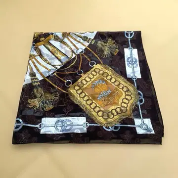 스카프 대형 브라운과 골드의 장식 스카프