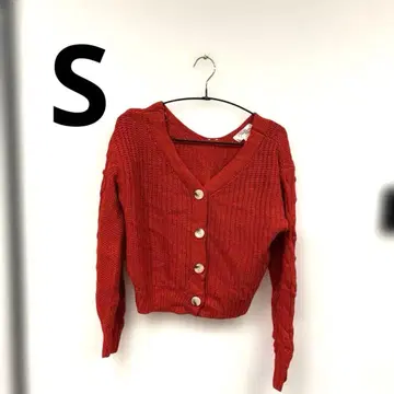 빨간색 V넥 가디건 US S