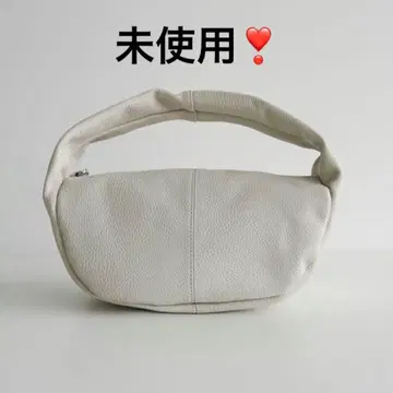 미사용 원 핸들 랩 백 가죽 천연 가죽 숄더백 아이보리