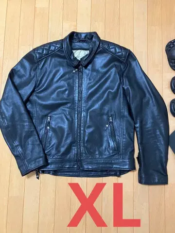 블랙 가죽 라이더 자켓 프로텍터 포함