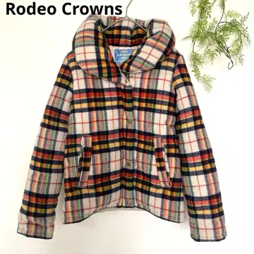 로데오 크라운 체크 무늬 자켓 두꺼운 원단 숏 기장