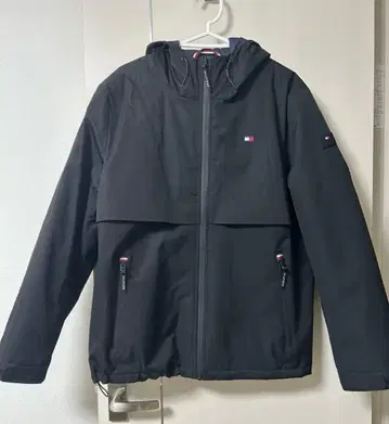 TOMMY HILFIGER 남성용 후드 부착 패딩 자켓 블랙 M