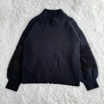 쉽스 하이넥 니트 풀오버 울 샤기 일본제