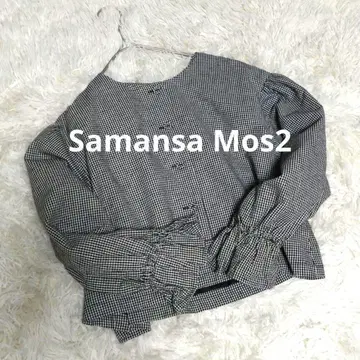 새상품급 사만사 모스모스 노카라 숏 기장 자켓 체크무늬