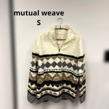 택 포함 mutual weave 기하학 패턴 플리스 스웨터 S