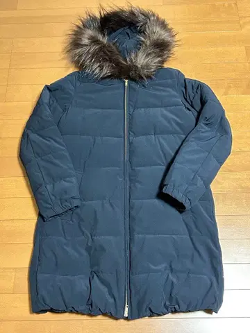 LEPSIM 네이비 충전솜 롱 코트 후드 부착