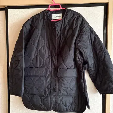 Ray BEAMS 퀼팅 노카라 블루종 블랙