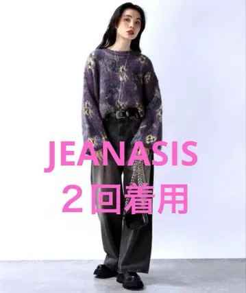 [새상품급] JEANASIS 플라워 라메 페더 풀오버 라메 믹스 니트