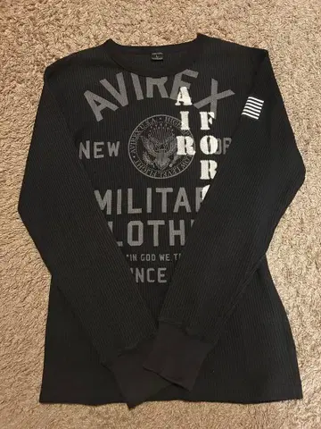 AVIREX 와플 롱티 사이즈 L 블랙