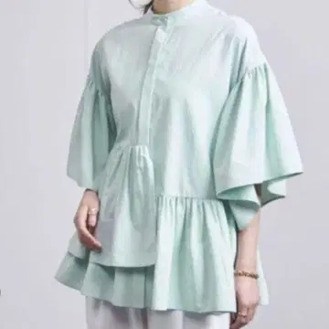 UNITED ARROWS 라이트 블루 프릴 셔츠