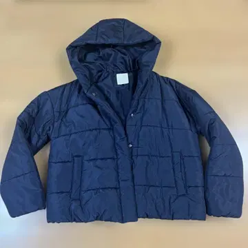 네이비 후드 부착 다운 자켓