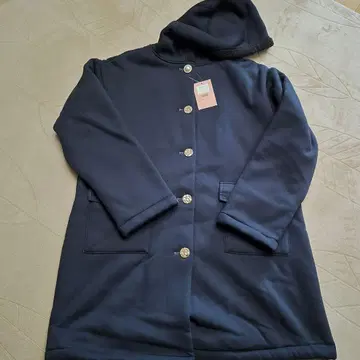 새상품 SALON Peter Hart 후드 부착 코트 네이비