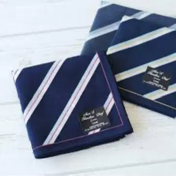 네이비 스트라이프 손수건 2장 세트