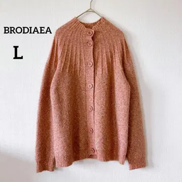 브로디아 하이넥 긴팔 가디건 내추럴 계열 핑크 L 5888