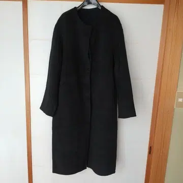 더블 페이스 노카라 코트 블랙 L