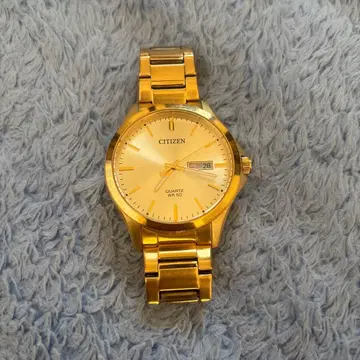 CITIZEN 골드 쿼츠 시계 날짜 표시 포함