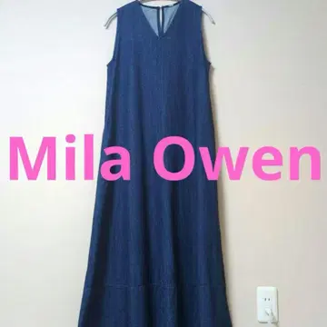 새상품급 [ Mila Owen ] 밑단 절개 V넥 A라인 데님 원피스