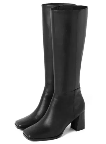 스퀘어토 롱 부츠 가죽 블랙