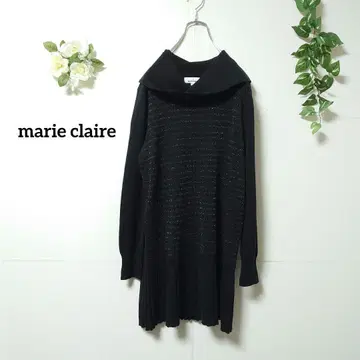 마리끌레르 라메 보더 무늬 얇은 소재 니트 튜닉 L