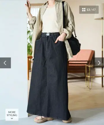 [새상품] FREAK'S STORE 클라이밍 데님 스커트 블랙 M