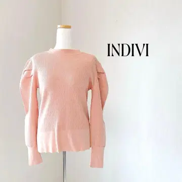 INDIVI 인디비 핑크 리브 긴팔 스웨터