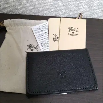 새상품 일비종떼 천연 가죽 가죽 카드 케이스 명함지갑 블랙 NERO