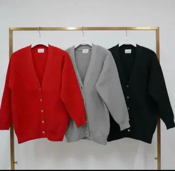 미사용 린카블랙 하트 버튼 가디건