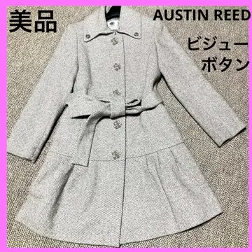 새상품급 오스틴 리드 트위드 비쥬 버튼 울 실크 코트
