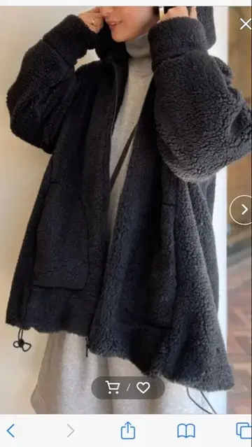 새상품급! 비어즐리 후드 부착 블랙 보아 자켓