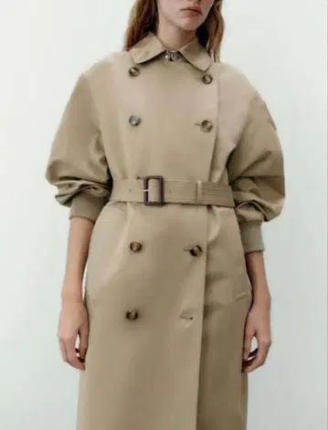 새상품급 ZARA 자라 워터 레펠런트 플리츠 트렌치코트