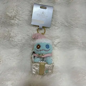 상하이 디즈니랜드 스티치 스크럼프 봉제 인형 키체인 새상품