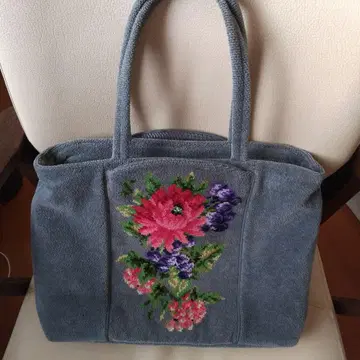 새상품 FEILER 꽃무늬 자수 토트백 그레이
