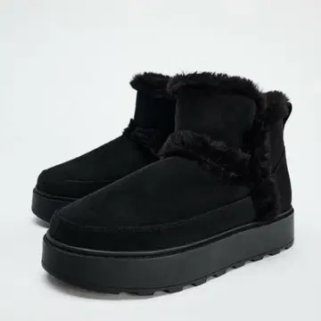 ZARA 자라 인조 모피 숏부츠 통굽 방한
