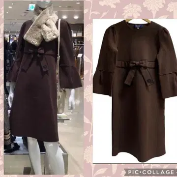 M's GRACY 엠즈 그레이시 니트 리본 원피스 브라운