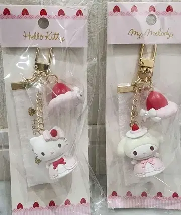 키티 마이멜로디 딸기 휘핑 케이크 키링 산리오