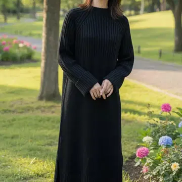 센스 오브 플레이스 보틀넥 니트 원피스 블랙 프리 사이즈